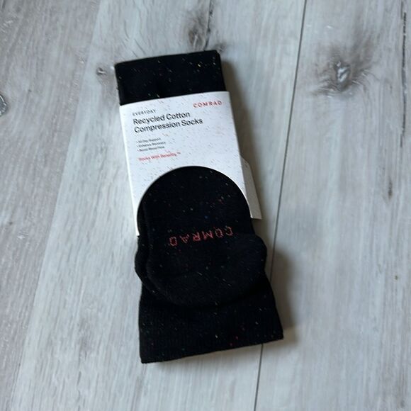 COMRAD Recycled Cotton Compression Socks SIZE M WIDE‎ Black NWT in packaging - Picture 4 of 5